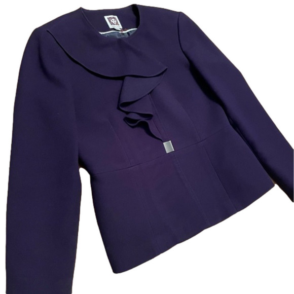 Elegant Anne Klein Eggplant Colour Blazer Size 4P - Picture 2 of 6